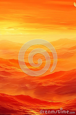 orange waves beneath a radiant, sun-like sphere Stock Photo