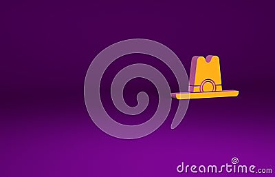 Orange Western cowboy hat icon isolated on purple background. Minimalism concept. 3d illustration 3D render Cartoon Illustration