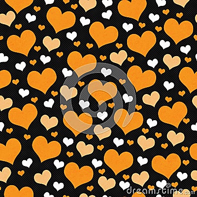 Orange, White and Black Hearts Tile Pattern Repeat Background Stock Photo