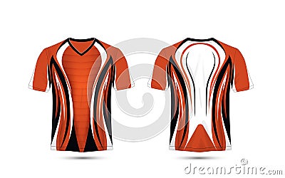 Orange, white and black layout e-sport t-shirt design template Vector Illustration