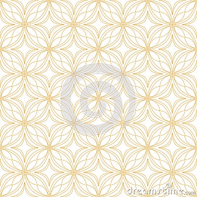 Orange on white geometric tile oval and circle scribbly lines seamless repeat pattern background Stock Photo