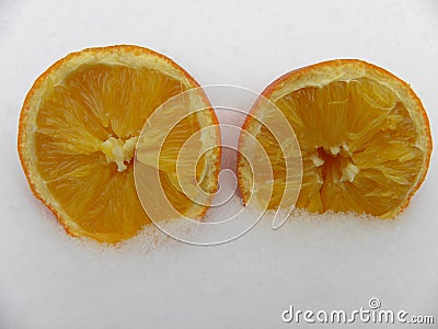 Orange winter snow year Stock Photo