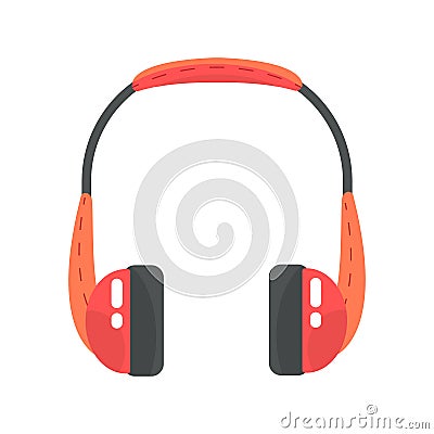 Orange wireless headphones. Colorful cartoon vector Illustration Vector Illustration