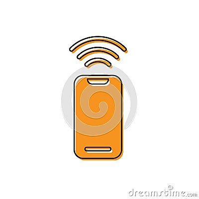 Orange Wireless smartphone icon isolated on white background. Vector Vector Illustration