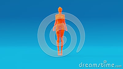 Orange Woman Sexy Smoke Figure Spirit Demon Blue Background Cartoon Illustration