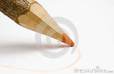 Orange wood pencil Stock Photo