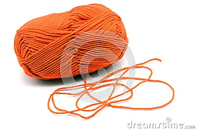 Orange wool ball on white isolated background. Stock Photo