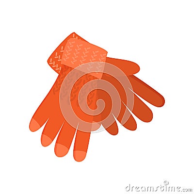 Orange woolen homemade winter gloves, from lovely mother Vector Illustration