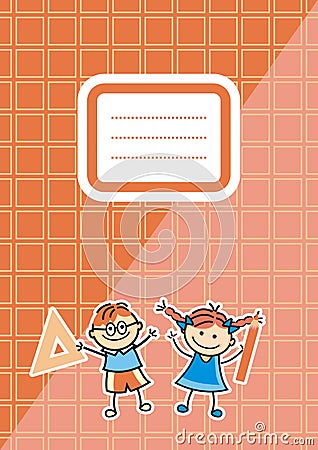 Orange workbook with name tag, vector icon Vector Illustration