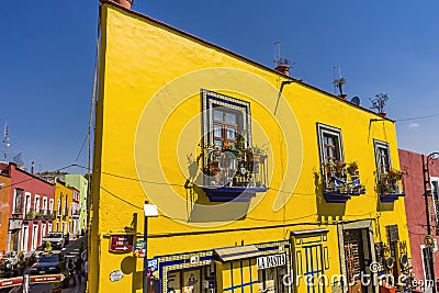 Orange Yellow Colorful Shopping Street Puebla Mexico Editorial Stock Photo