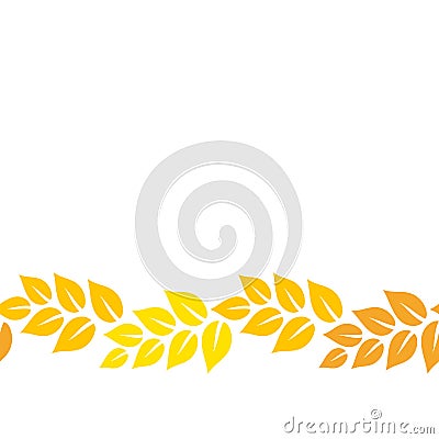 Orange and yellow elegant autumn leaves seamless border, vector Vector Illustration