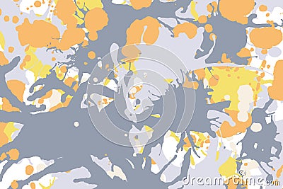 Orange yellow grey ink splashes background Vector Illustration