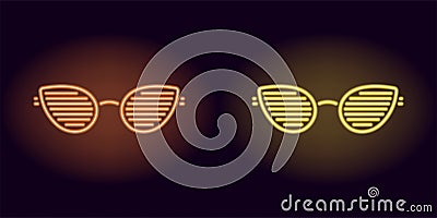 Orange and yellow neon club glasses Vector Illustration