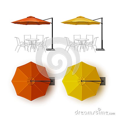 Orange Yellow Outdoor Cafe Lounge Umbrella Parasol Vector Illustration