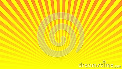 Orange yellow ray background. Vintage abstract texture. Retro starburst, sun beam. Halftone color. Light burst. Bright Vector Illustration