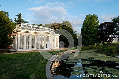 Orangery by the lake at newly renovated Gunnersbury Park and Museum on the Gunnersbury Estate, West London UK Stock Photo