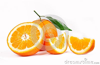 Oranges and half juicy half oranges Stock Photo