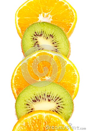 Oranges and kiwis slices Stock Photo