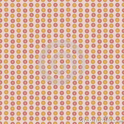 Oranges orange and red grapefruit slices round fruit citrus vertical stripes on a light pink background seamless vector pattern Vector Illustration