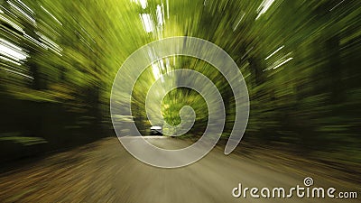 Rearview of a driving car with zoom effect and long exposure Stock Photo