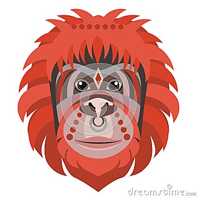 Orangutan head Logo. Monkey Vector decorative emblem illustration. Vector Illustration