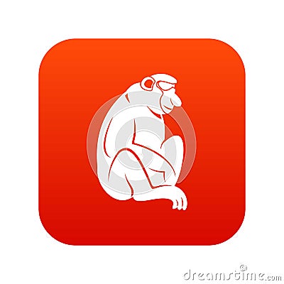 Orangutan icon digital red Vector Illustration