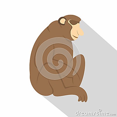 Orangutan monkey icon, flat style Vector Illustration