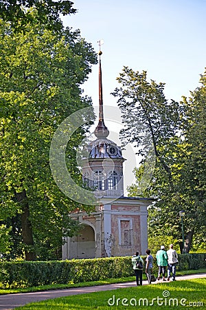 ORANIENBAUM, RUSSIA. A view of Entrance Honourable gate in summer day Editorial Stock Photo