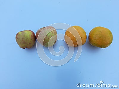 Oranimage and Apple image in White Background ,Orange image, Apple Picture, fruit image Stock Photo