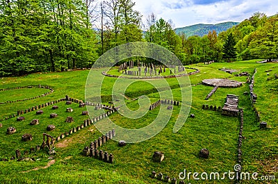 Ancient ruins at Sarmizegetusa Regia, Transylvania, Romania Stock Photo