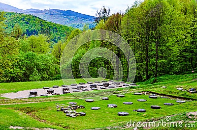 Ruins of ancient temple at Sarmizegetusa Regia, Transylvania, Romania Stock Photo