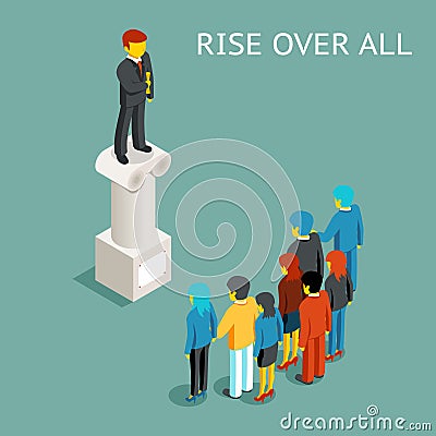 Orator public speech. Flat isometric vector Vector Illustration