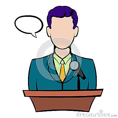 Orator speaking from tribune icon, icon cartoon Vector Illustration