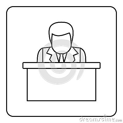 Orator speaking from tribune icon outline Vector Illustration