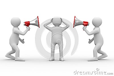 Orator speaks in megaphone Stock Photo