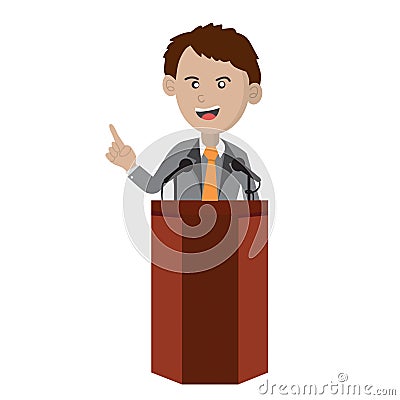 Orator Standing On Podium Vector Illustration