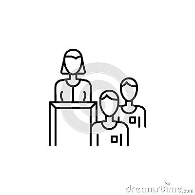 Orator, woman, men icon. Simple line, outline vector elements of teamwork for ui and ux, website or mobile application Stock Photo