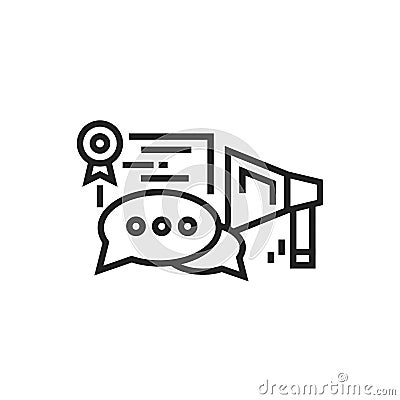 Oratory courses black line icon. Education public speaking. Pictogram for web page, mobile app. UI UX GUI design element. Editable Vector Illustration
