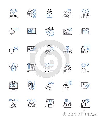 Oratory line icons collection. rhetoric, eloquence, persuasion, speechmaking, declamation, address, discourse vector and Vector Illustration