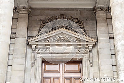 Oratory London Sculpture and Pediment above main door Editorial Stock Photo