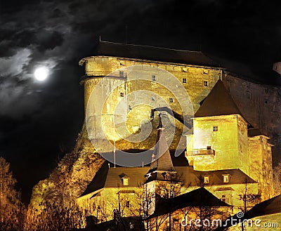 Orava Castle - Night scene Stock Photo