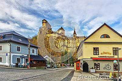 Oravsky Podzamok village under Oravsky Hrad castle Editorial Stock Photo