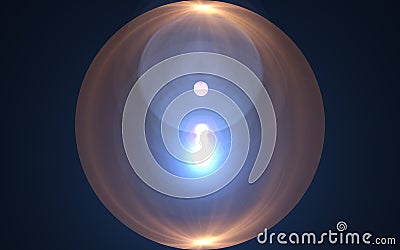 Orb light flare.Abstract sun burst with digital lens flare background.White flare effect on vertical. Stock Photo