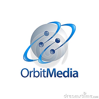 Orbit Media. Sphere planet orbit logo concept design template Vector Illustration