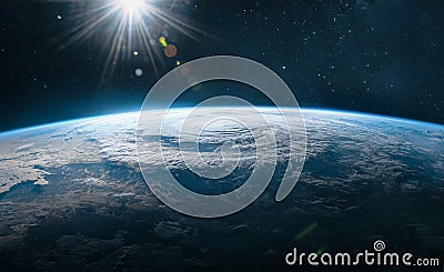 Orbit of planet Earth in outer space. Stock Photo