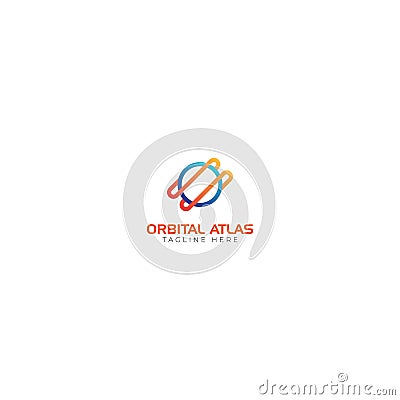 Orbital Atlas and Space Logo Abstract Vector Illustration