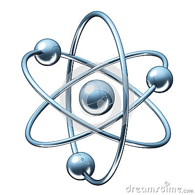 Orbital model of atom - physics 3D illustration Stock Photo