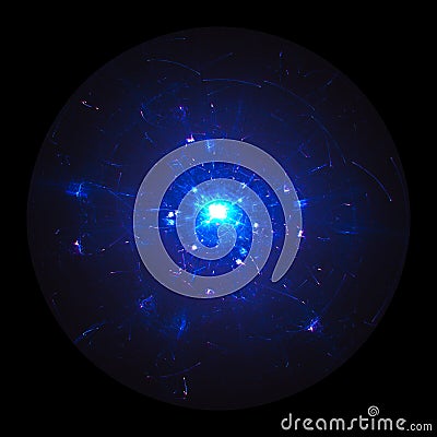 Orbitals Or High Energy Particles Around A Nucleus. Quantum Mechanics Stock Photo