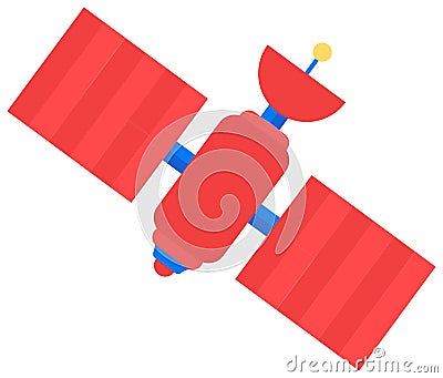 Orbiting Satellite Receiving Antenna Flat Icon Vector Illustration