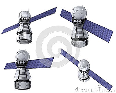 Orbiting satellite set Stock Photo